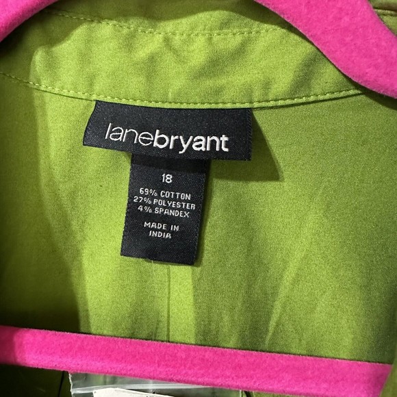 Lane Bryant Button Front Shirt Women’s Size 18 Long Sleeve Green NWT - Picture 2 of 8